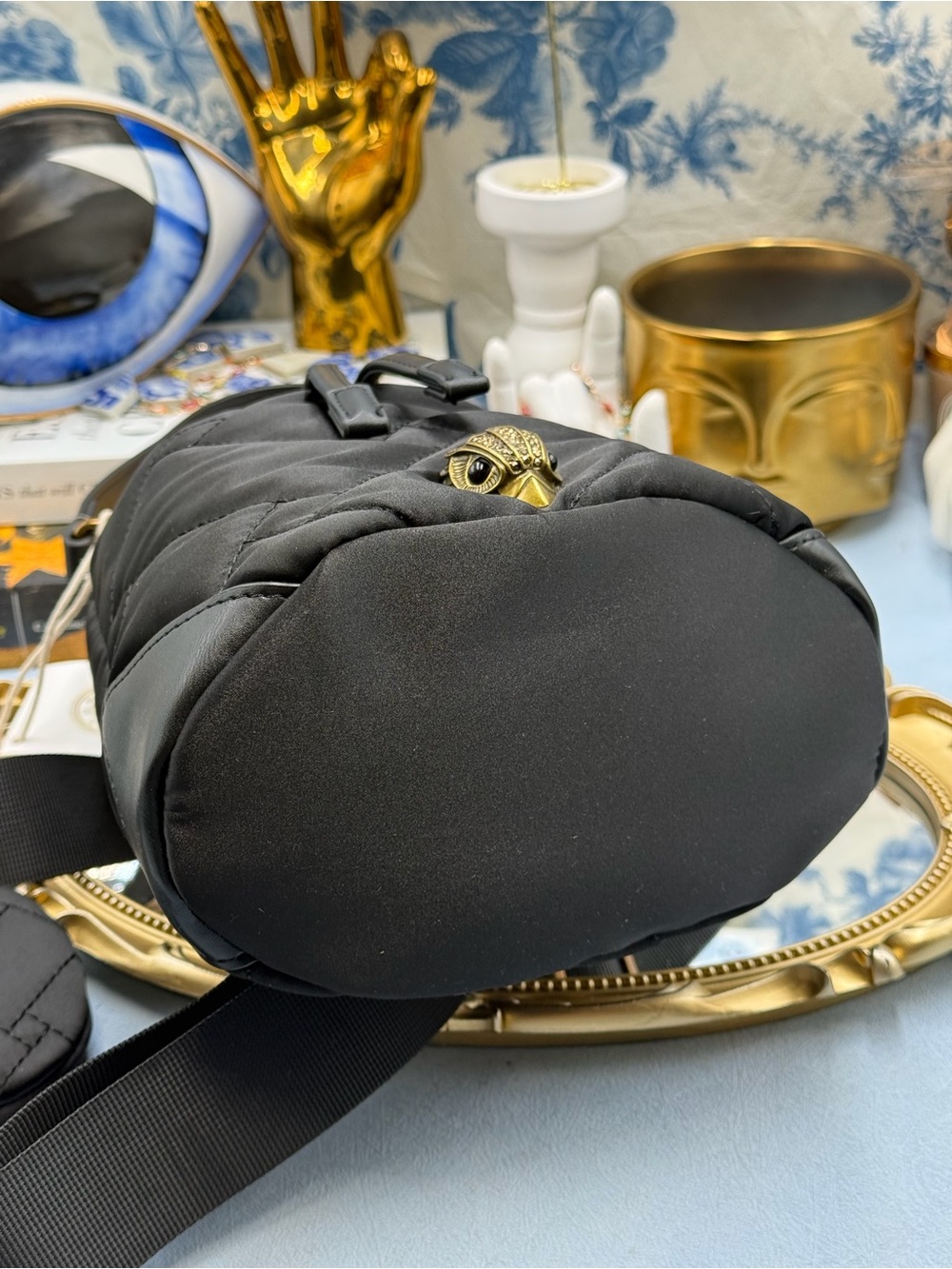 🆕 KURT GEIGER LONDON 🧿 NWT Recycled Multi Drawstring Bucket Bag, Black - Picture 7 of 12